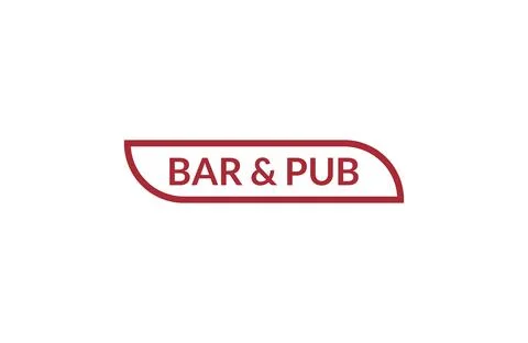 Bar &amp; pub red ribbon label banner. Open available now sign or Bar &amp; pub tag. Stock Illustration