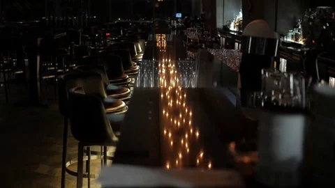 The bar in the restaurant in the evening Stock Footage 79934171