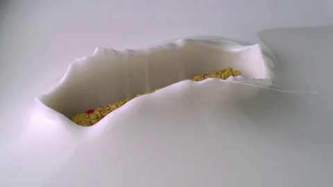  Bar from serial and barries go into yogurt bath 1l Stock-Footage 81823508