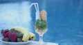 Bar service at luxury hotel, cocktail at poolside, sunny beach HD Footage