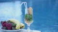 Bar service at luxury hotel, cocktail at poolside, sunny beach HD Footage