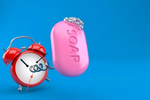 Bar of soap with alarm clock イラスト素材