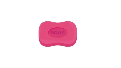 A bar of soap with bubbles resting on its surface, showcasing its smooth te.. Stock Footage 332540944