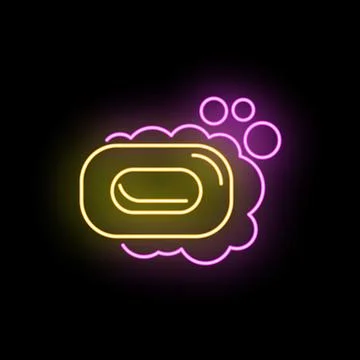 Bar soap with glowing bubbles neon icon Stock Illustration