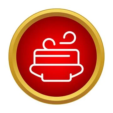 Bar soap icon with bubbles on red background Stock Illustration
