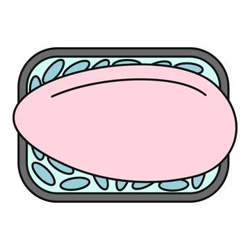 Bar of soap in soap dish cleaning icon Stock Illustration