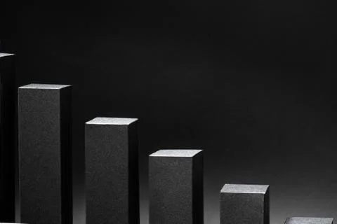 Bar stairs like chart is going down. In black colors. 写真素材