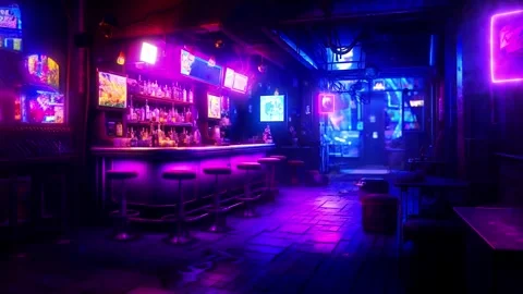 Bar stand in an unusual bar with the lights of the night club Stock-Footage 252515802