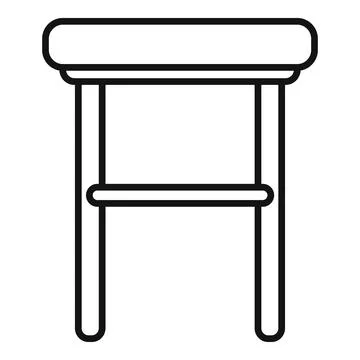 Bar stool with backrest and footrest line icon showing minimalist design Stock Illustration