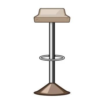 Bar stool drawing with metal pole and beige seat Stock Illustration