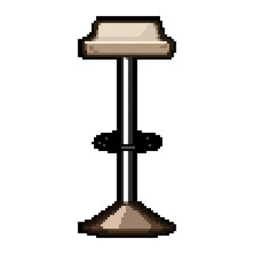 Bar stool drawing with metal pole and beige seat Illustrazione stock