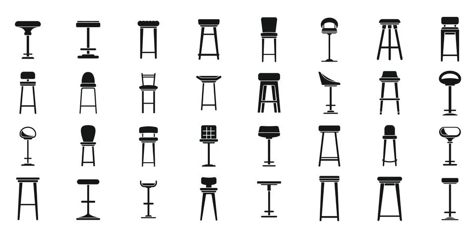 Bar stool icons set simple vector. Chair club Stock Illustration
