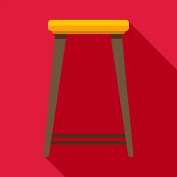 Bar stool illustration with long shadow on red background Illustrazione stock