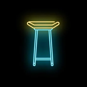 Bar stool neon glowing blue and yellow icon Illustrazione stock