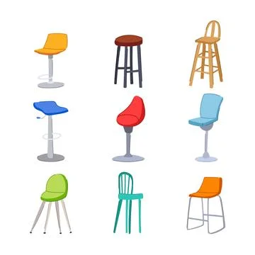 Bar stool set cartoon vector illustration Stock Illustration