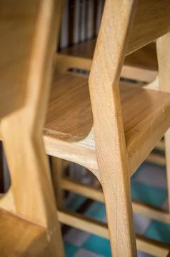 Bar stools or benches, with thick pasta floor, at the back vegetation, bar and Stock Photos