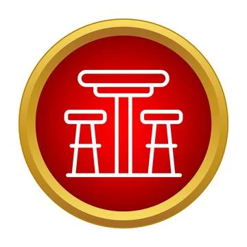 Bar table and stools icon in red circle Illustrazione stock