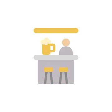 Bar table, beer icon. Simple color vector elements of international beer day 스톡 일러스트