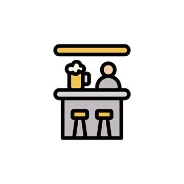 Bar table, beer icon. Simple color with outline vector elements of international Illustrazione stock