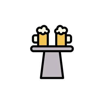 Bar table, beer icon. Simple color with outline vector elements of international 스톡 일러스트