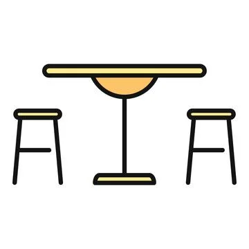 Bar table with two stools simple icon Stock Illustration