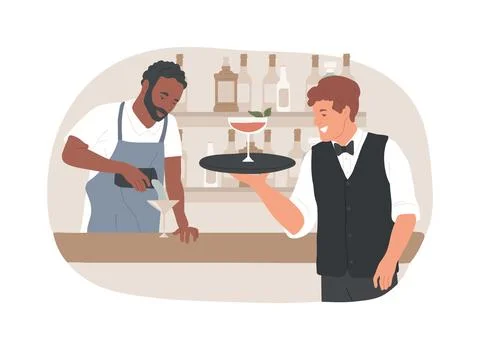 Bar teamwork isolated cartoon vector illustrations. Ilustración de archivo
