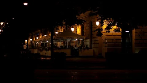 Bar Terrace at Night 01 Stock Footage 114019201