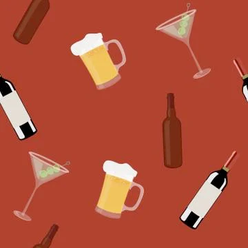 Bar Themed Seamless Pattern Stock Illustration