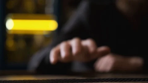 Bar there is glass,ice cubes fall into glass,bartender puts ice and takes glass Stock Footage 129800123