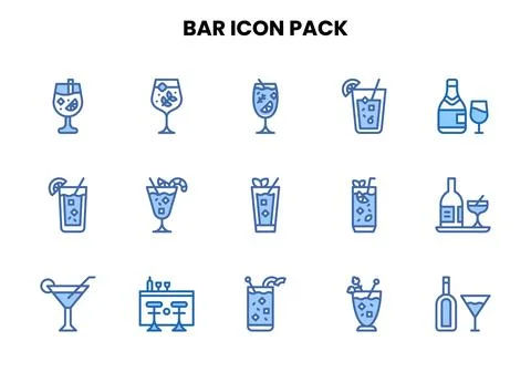 Bar Two Colour Icons Pack Stock Illustration