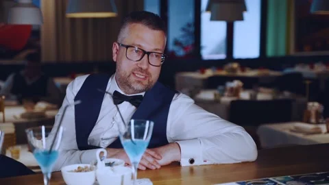 A bar visitor is talking Stock Footage 201756250