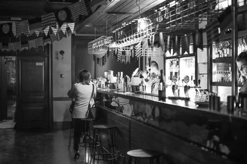 The bar visitors Stock Photos