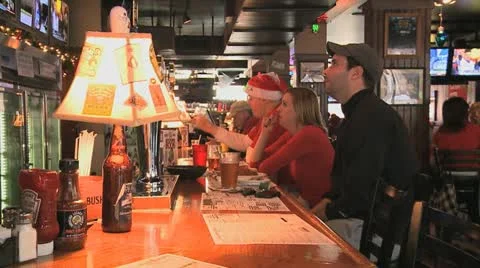 In the bar watching game Video stock 12518087