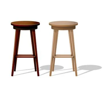 Bar wooden stool isolated on white - stand up show stool Stock Illustration