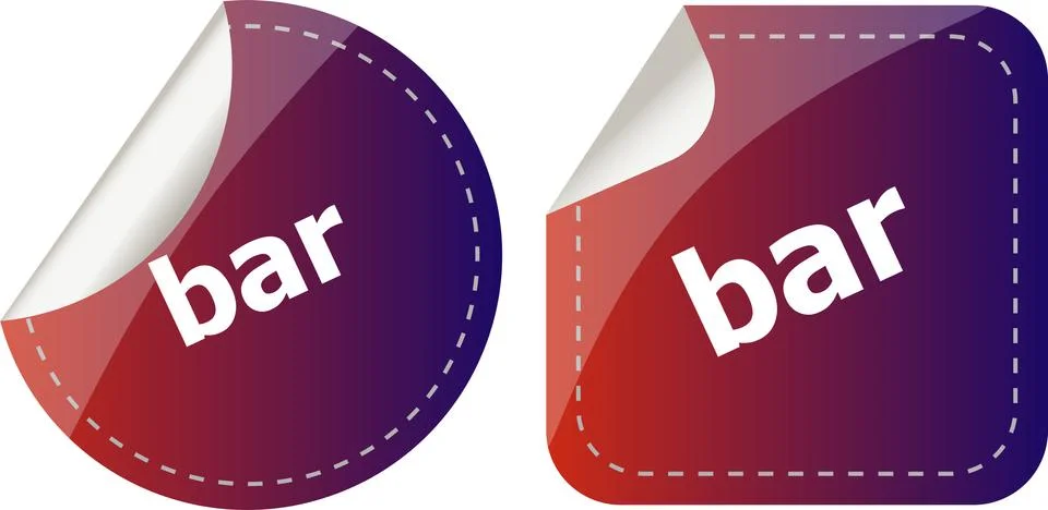 Bar word on stickers button set, business label Stock Illustration