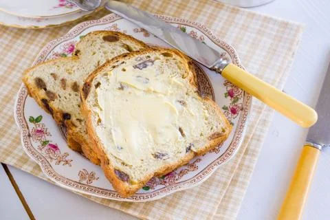 Bara Brith Welsh Fruit Loaf Stock Photos
