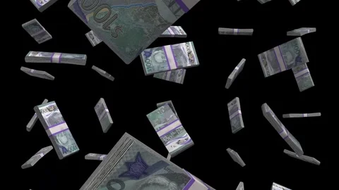 Barbadian Dollar Falling Animation on Black Screen Stock Footage 301413009