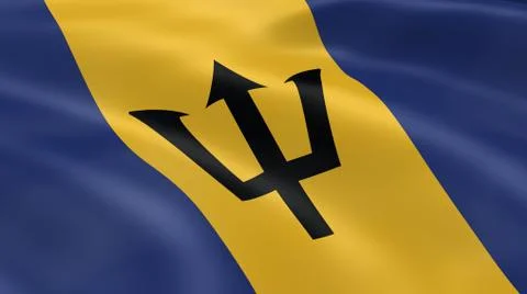 Barbadian flag in the wind Stock Photos