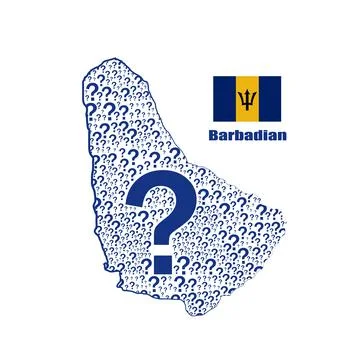 Barbadian map flag made from question mark. Stock Illustration