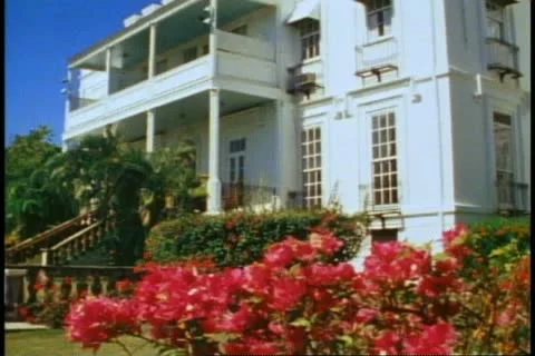 BARBADOS, 1982, Sam Lord's castle, white colonial building Video stock 11151996