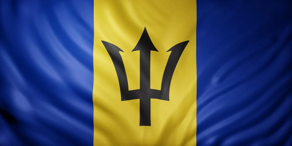 Barbados 3d flag Stock Illustration