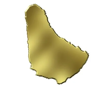 Barbados 3d golden map Stock Illustration