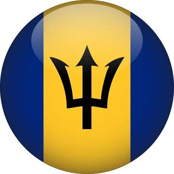 Barbados 3D Rounded Flag Vector Stock Illustration