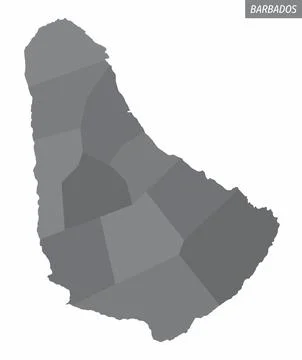 Barbados administrative map Stock Illustration
