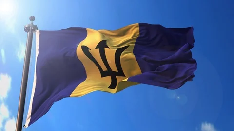 Barbados animated flag pack in 3D and green screen Stock Footage 119933475