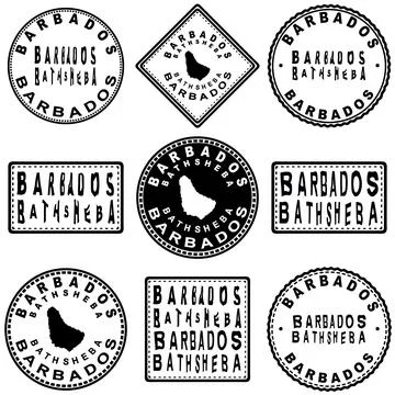 Barbados Bathsheba Seal Map Design Stock Illustration
