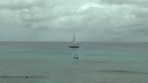 Barbados Catamaran Cloudy Barbados Stock Footage 110853162