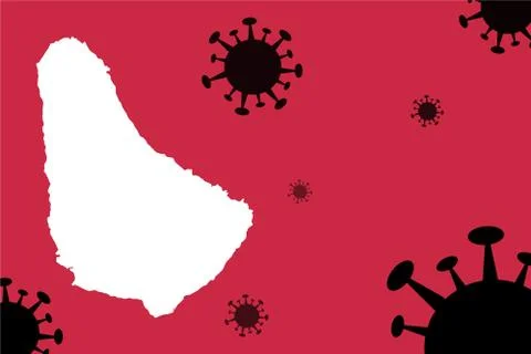 Barbados corona virus update with  map on corona virus background,report new Stock Illustration
