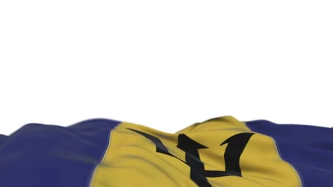 Barbados fabric flag waving on the wind loop. Barbados embroidery stiched clo Video stock 193336823