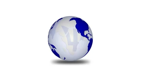 Barbados flag 3d rotated planet animated white background Vidéo 201190830